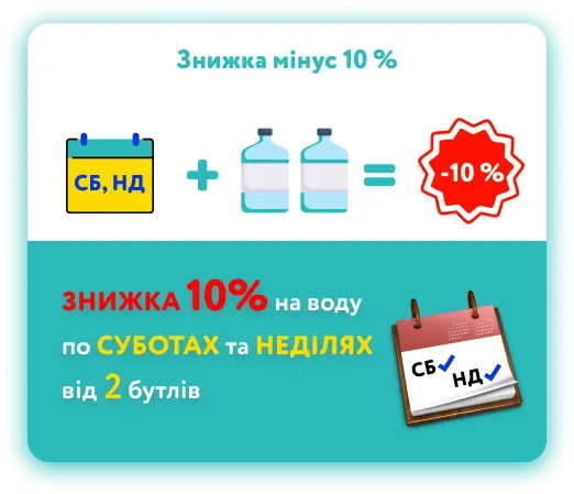 Знижка мінус 10% по суботах та неділях