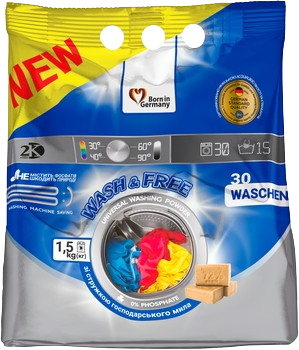 Стиральный порошок Wash&Free Универсальный, 1.5 кг