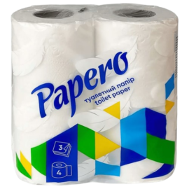 Туалетний папір Papero тришаровий, 4рул/уп