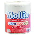 Бумажное полотенце Mollis Jumbo двухслойное, 500шт.