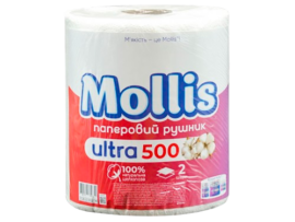 Паперовий рушник Mollis Jumbo двошаровий, 500шт.