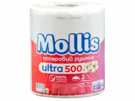 Бумажное полотенце Mollis Jumbo двухслойное, 500шт.