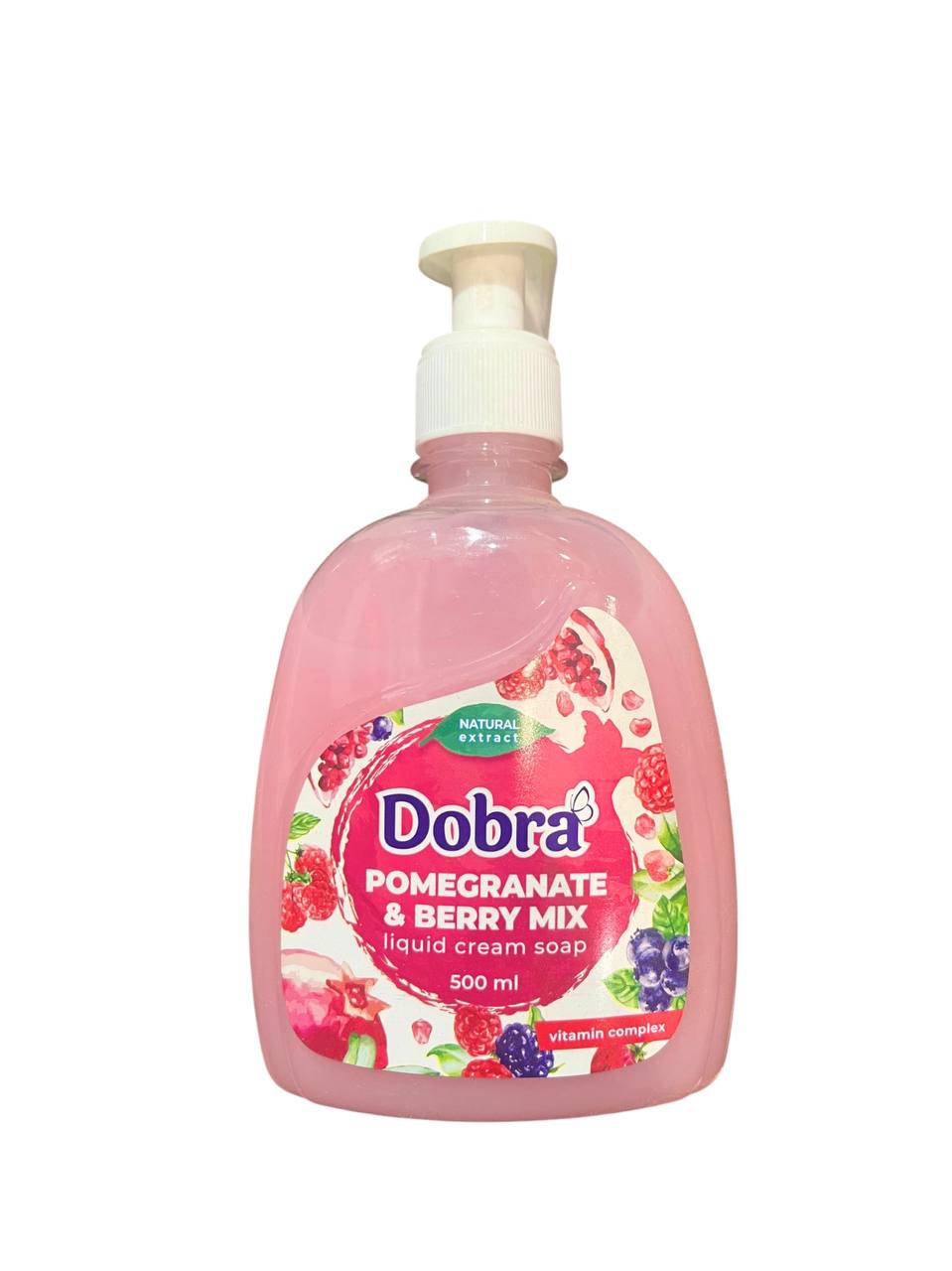 Рідке туалетне крем-мило з дозатором Dobra Гранат та ягідний мікс 500 мл