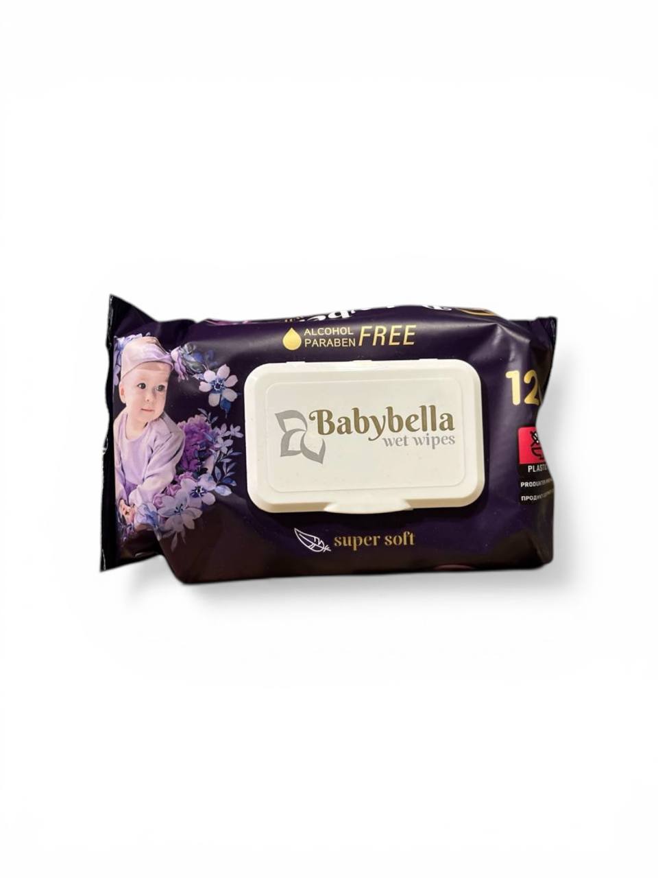 Влажные салфетки BABYBELLA LABELLA с клапаном 120 шт