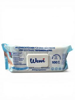 Серветки вологі для прибирання парфумовані WEWI Відбілюючі 100шт/уп