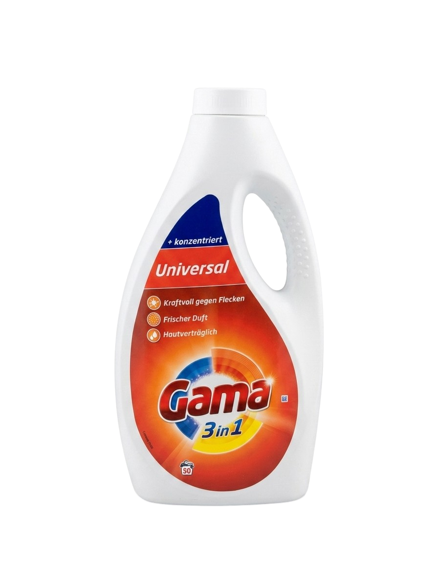 Гель для стирки 3 в 1 Gama Universal, 50 циклов стирки, 2.25 л