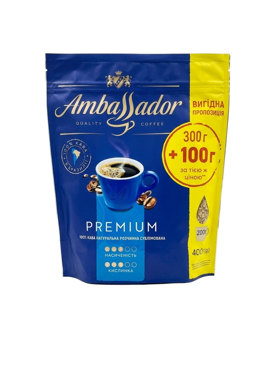Кофе растворимый Ambassador Premium 300+100 г Амбассадор 400 г