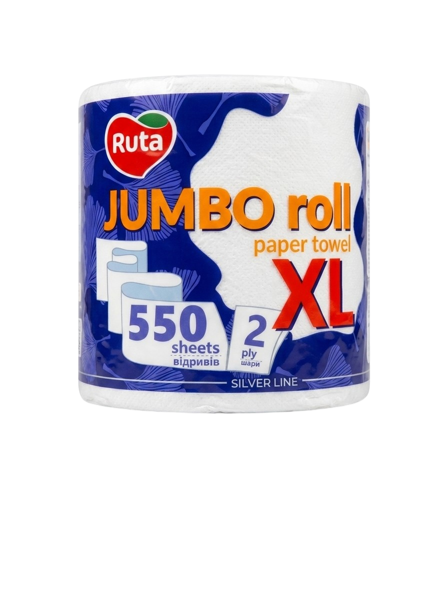 Бумажные полотенца RUTA Jumbo XL, 2-слойные, 550 отрывов, 1 рулон