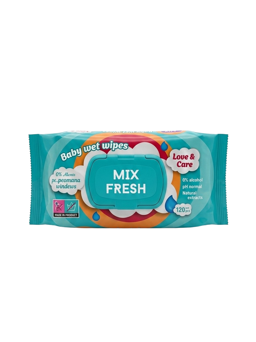 Салфетки влажные MIX FRESH, антибактериальные, клапан, 120 шт